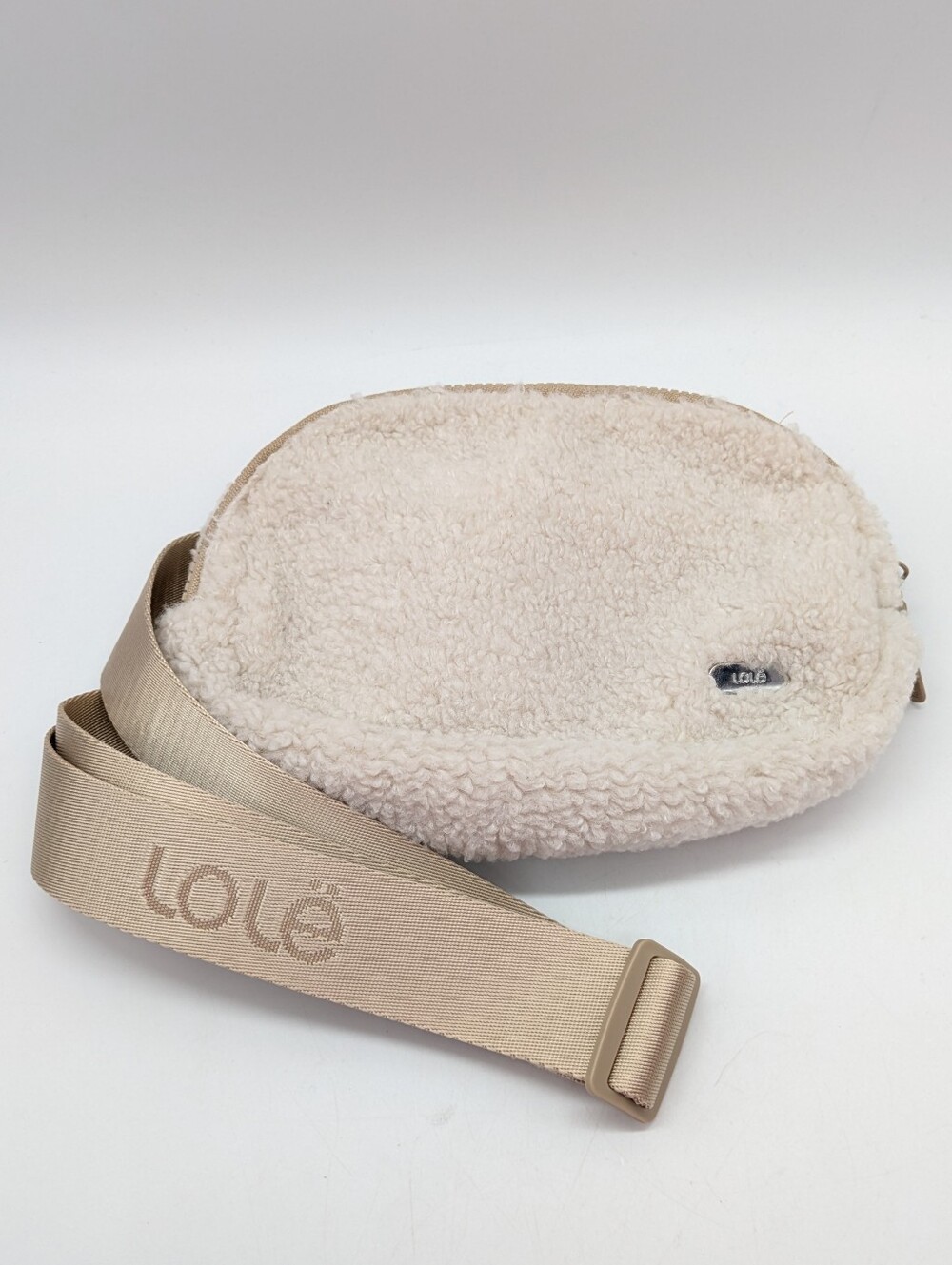 Lole Unisex Cream Tan Fleece Sherpa Fuzzy Belt Bag OS